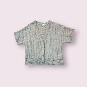 Women's Short Sleeve Knit Sweater - Light Gray